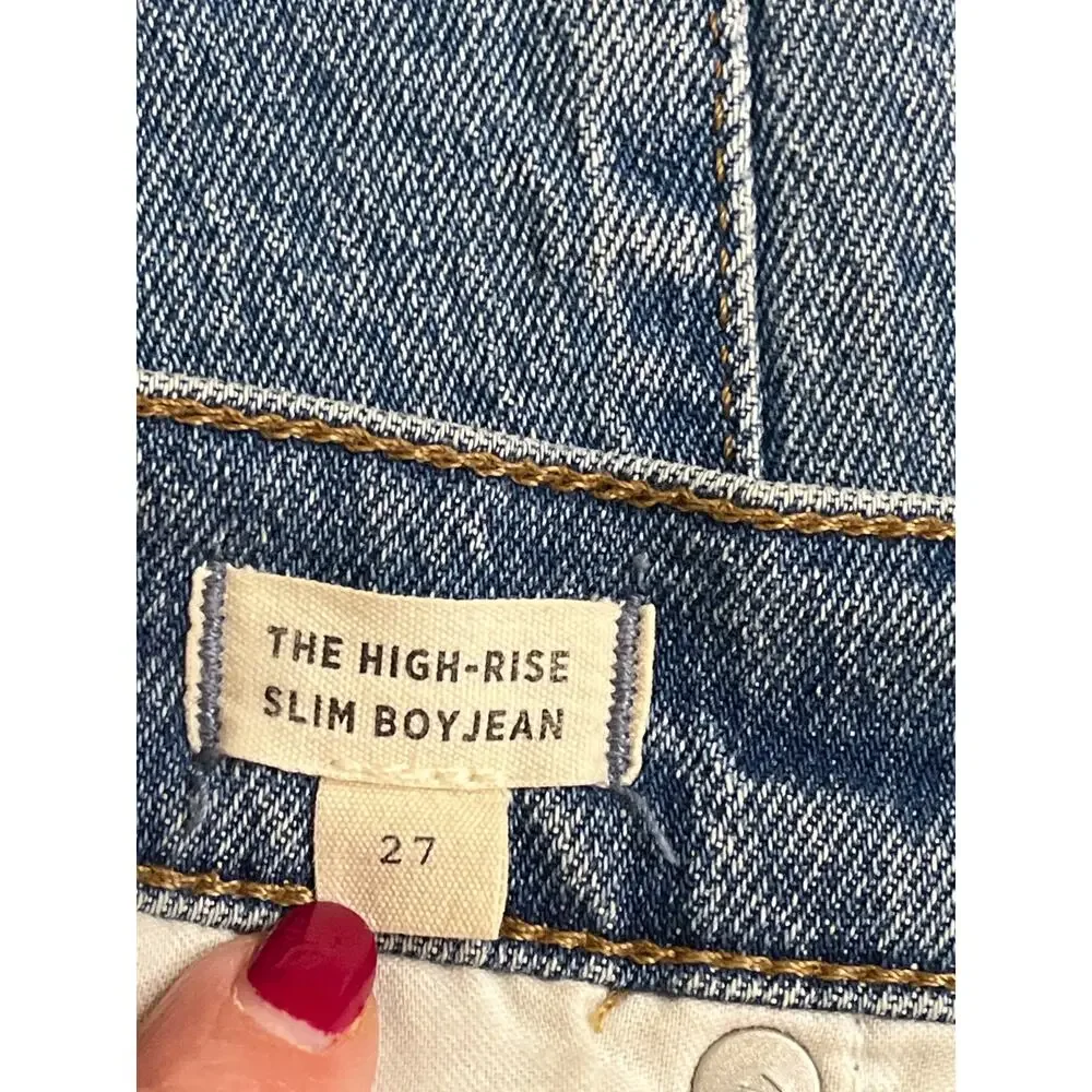 Madewell The High-Rise Slim Boyjean in Neal Wash, TENCEL Denim Edition , size 27 - Picture 4 of 15